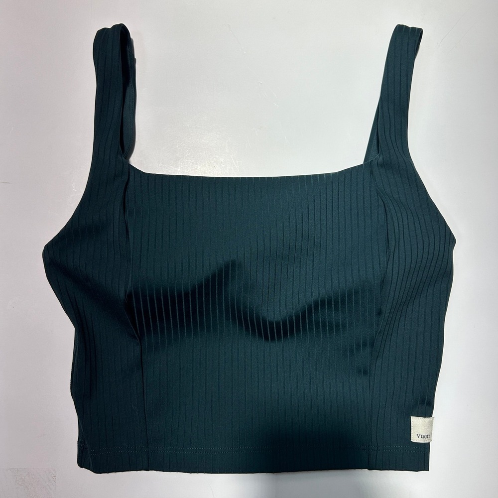 Vuori Yosemite Bra Ribbed Crop Tank Top Teal Green XS VW1206